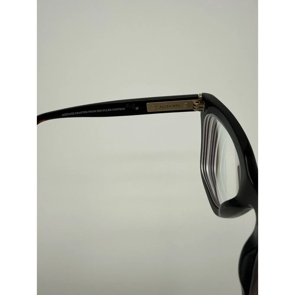 AllSaints ALS1018 001 Eyeglasses Frames 52-20 Black Cat Eye Gold w/ Case